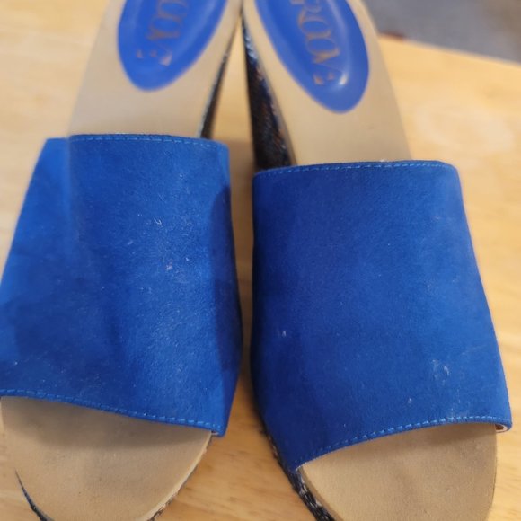 《 Groove 》BLUE/ORANGE/WHITE Wedges Platform Sandals - Picture 4 of 8